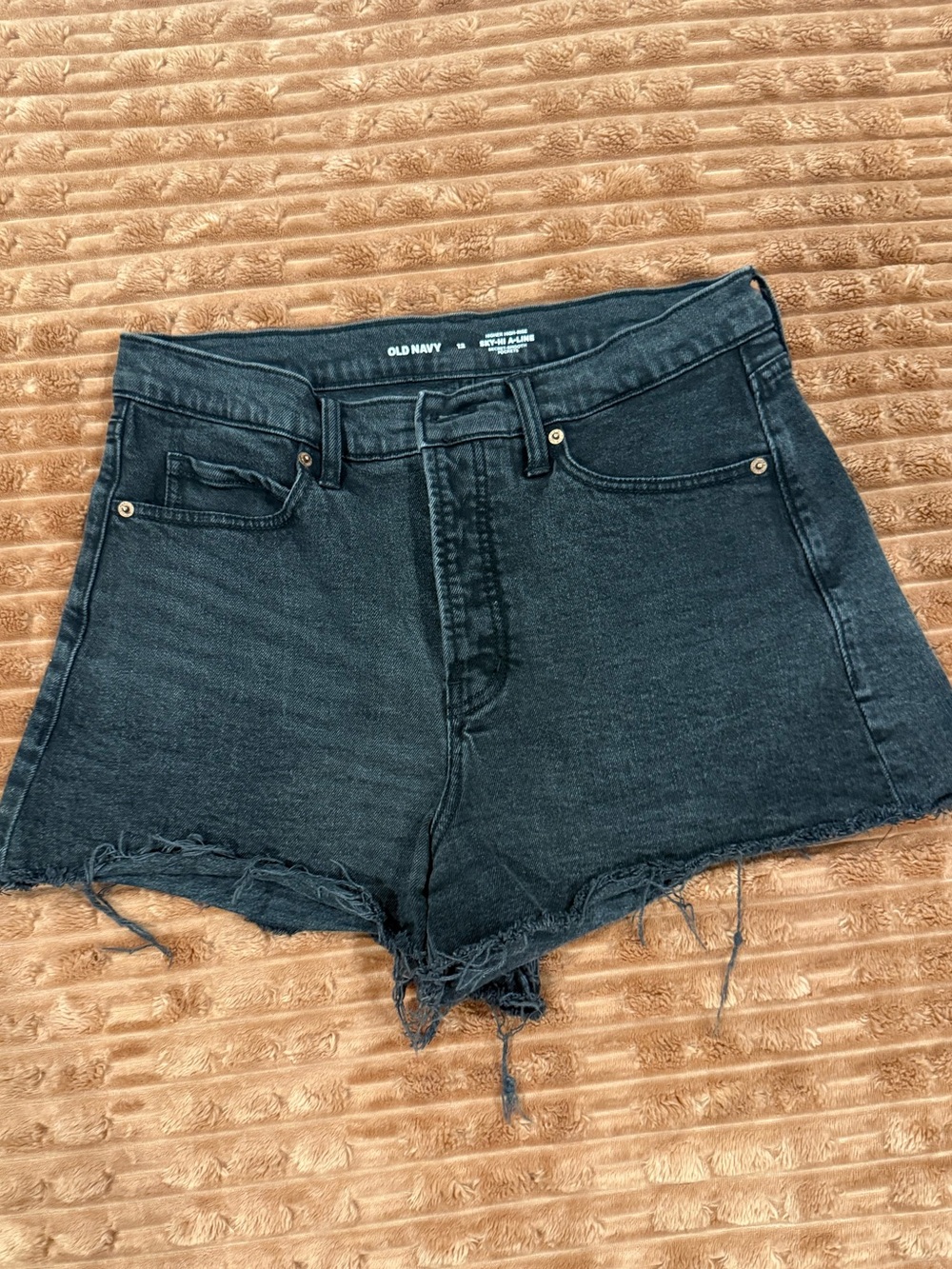 Old Navy Black Frayed Hem High-Rise Jean Shorts